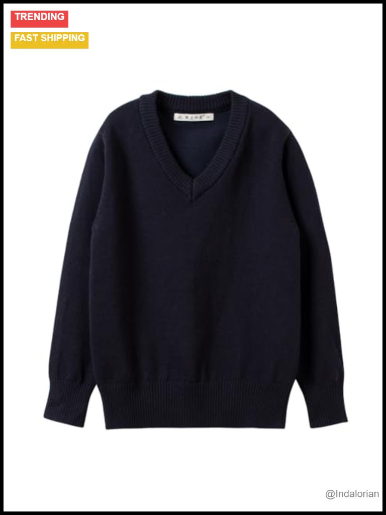 Cotton Blend V-Neck Pullover Sweater - Kids School Uniform